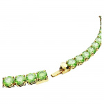 Matrix Tennis necklace Round cut, Medium, Green, Gold-tone plated