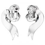 Fashion Swan clip earrings Asymmetrical design, Swan, White, Rhodium plated