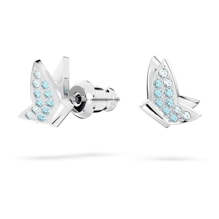 Lilia drop earrings Butterfly, Blue, Rhodium plated