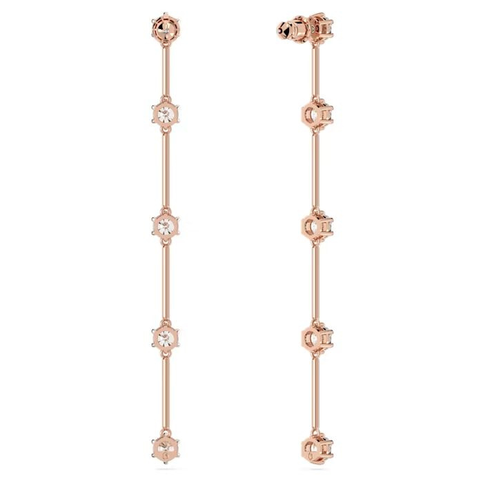 Constella drop earrings Round cut, White, Rose gold-tone plated