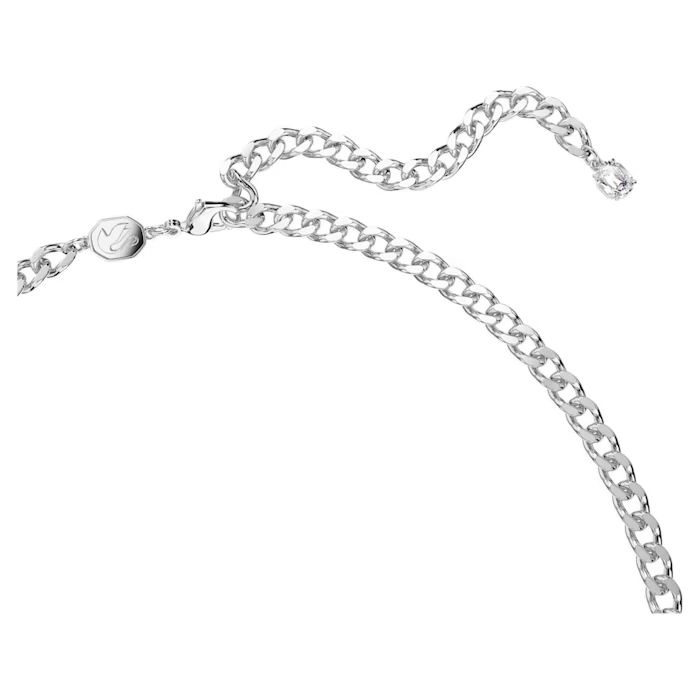 Dextera necklace Mixed cuts, White, Rhodium plated