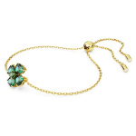 Idyllia bracelet Mixed cuts, Clover, Green, Gold-tone plated