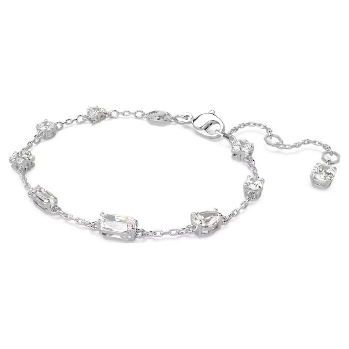Mesmera bracelet Mixed cuts, Scattered design, White, Rhodium plated
