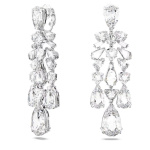 Mesmera clip earrings Mixed cuts, Chandelier, White, Rhodium plated