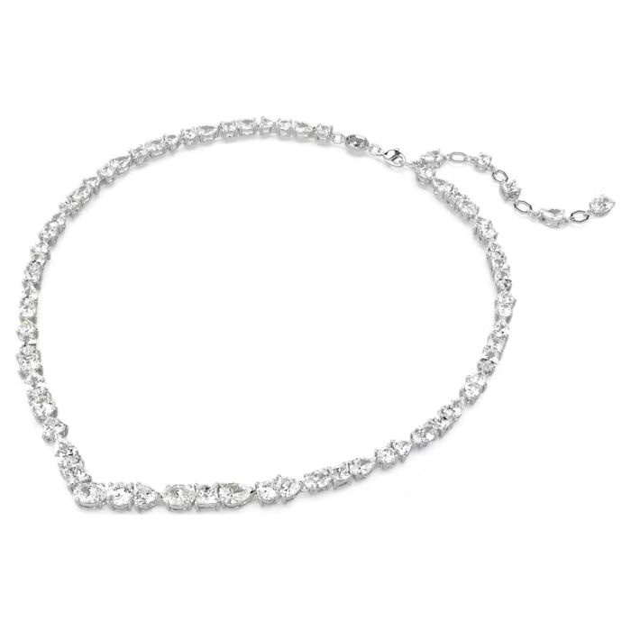 Mesmera necklace Mixed cuts, White, Rhodium plated