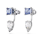 Mesmera earring jackets Mixed cuts, Detachable, Blue, Rhodium plated