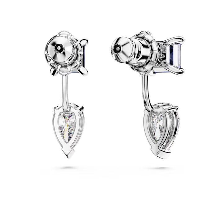 Mesmera earring jackets Mixed cuts, Detachable, Blue, Rhodium plated