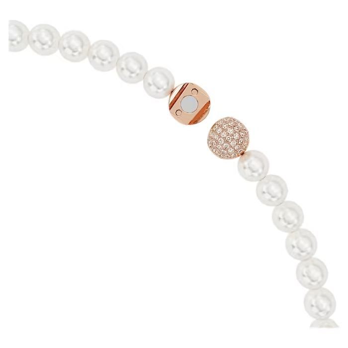 Nice necklace Feather, White, Rose gold-tone plated