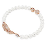 Nice bracelet Feather, White, Rose gold-tone plated