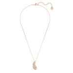 Nice pendant Feather, White, Rose gold-tone plated