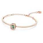 Millenia bangle Octagon cut, Pavé, Green, Rose gold-tone plated