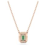Millenia necklace Octagon cut, Green, Rose gold-tone plated