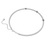 Matrix Tennis necklace Mixed cuts, Blue, Rhodium plated