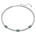 Matrix Tennis necklace Mixed cuts, Green, Rhodium plated