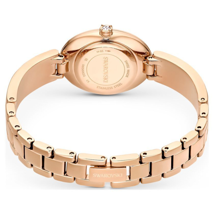 Crystal Rock Oval watch Swiss Made, Metal bracelet, Blue, Rose gold-tone finish