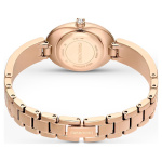 Crystal Rock Oval watch Swiss Made, Metal bracelet, Black, Rose gold-tone finish