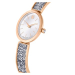 Crystal Rock Oval watch Swiss Made, Metal bracelet, Silver tone, Rose gold-tone finish