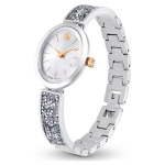 Crystal Rock Oval watch Swiss Made, Metal bracelet, White, Stainless steel