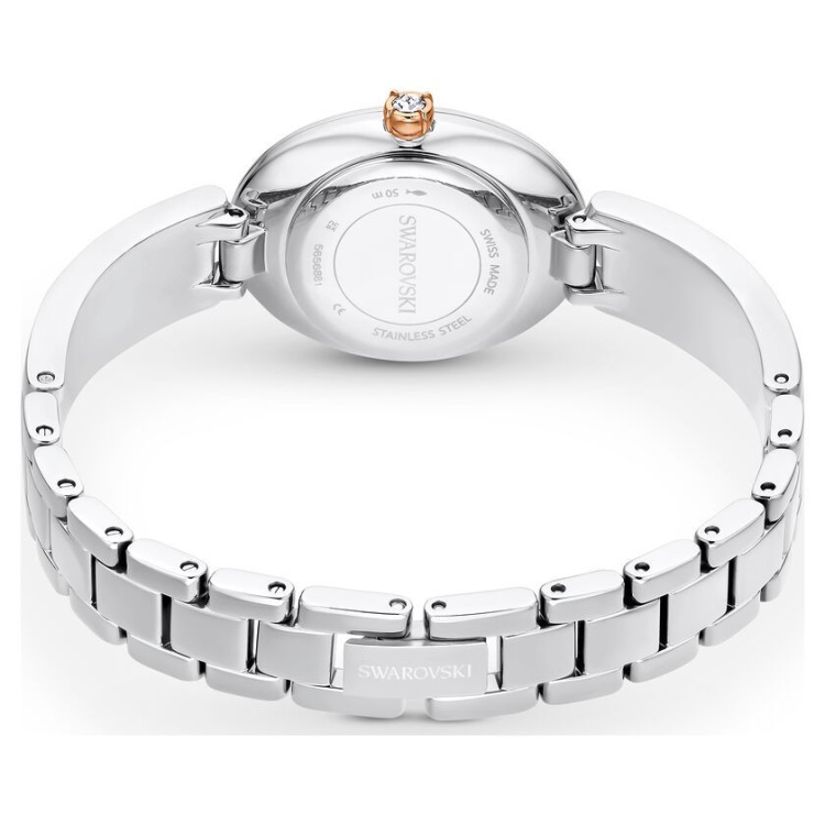 Crystal Rock Oval watch Swiss Made, Metal bracelet, Silver tone, Stainless steel