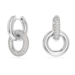 Dextera hoop earrings Interlocking loop, White, Rhodium plated