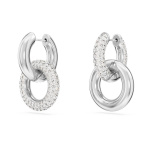 Dextera hoop earrings Interlocking loop, White, Rhodium plated
