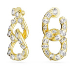 Dextera hoop earrings Mixed cuts, Interlocking loop, White, Gold-tone plated