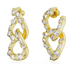 Dextera hoop earrings Mixed cuts, Interlocking loop, White, Gold-tone plated