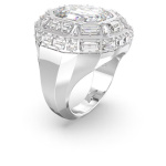 Mesmera cocktail ring Octagon cut, White, Rhodium plated