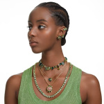Gema necklace Mixed cuts, Green, Gold-tone plated