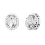 Mesmera clip earrings Octagon cut, White, Rhodium plated