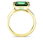 Matrix cocktail ring Rectangular cut, Green, Gold-tone plated