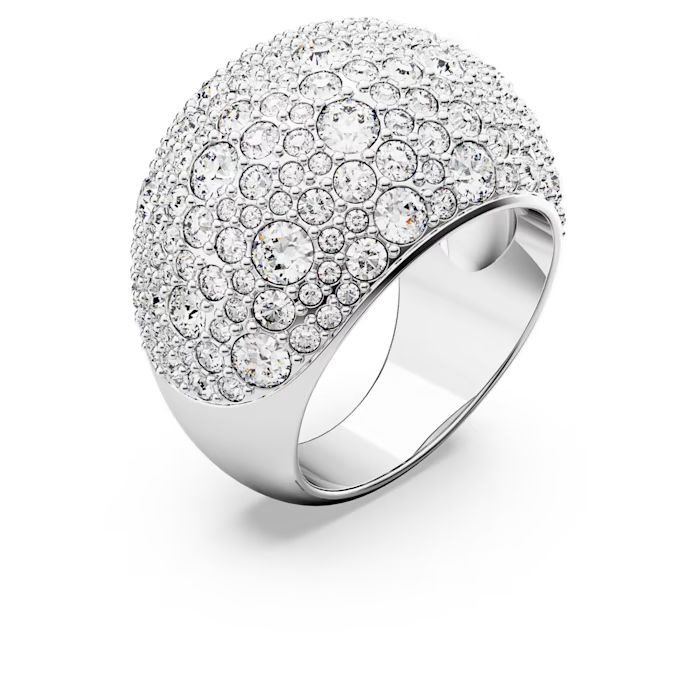 Luna cocktail ring Moon, White, Rhodium plated