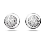 Luna stud earrings Moon, White, Rhodium plated