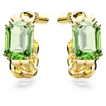 Millenia hoop earrings Octagon cut, Green, Gold-tone plated