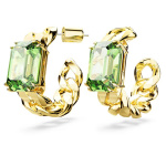 Millenia hoop earrings Octagon cut, Green, Gold-tone plated