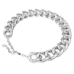 Dextera necklace Statement, Mixed cuts, Large, White, Rhodium plated