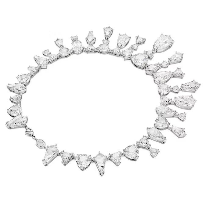 Mesmera necklace Statement, Mixed cuts, White, Rhodium plated