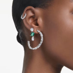 Mesmera hoop earrings Mixed cuts, White, Rhodium plated