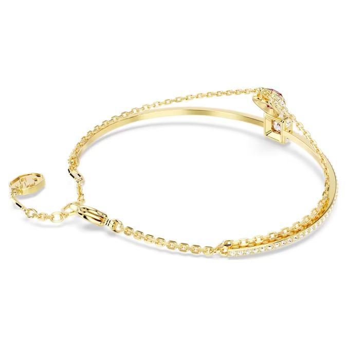 Chroma bangle Heart, Red, Gold-tone plated