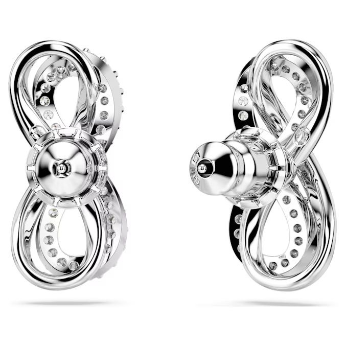 Hyperbola stud earrings Infinity, White, Rhodium plated