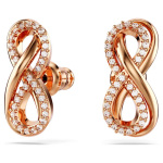 Hyperbola stud earrings Infinity, White, Rose gold-tone plated