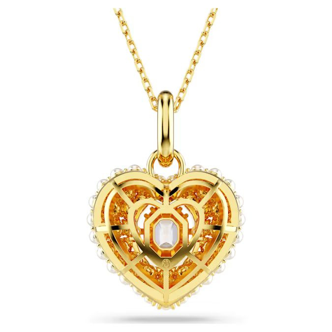 Hyperbola pendant Heart, White, Gold-tone plated