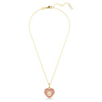 Hyperbola pendant Octagon cut, Crystal pearls, Heart, Pink, Gold-tone plated