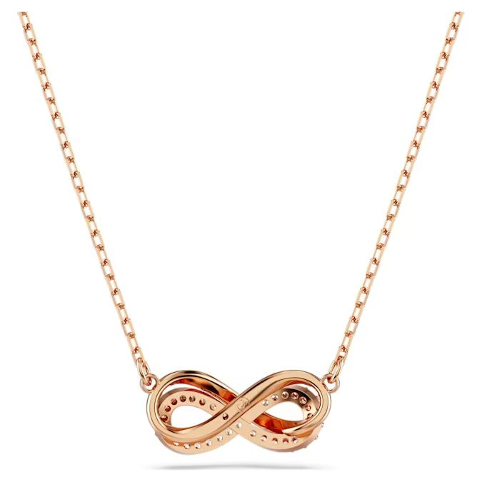 Hyperbola pendant Pavé, Infinity, White, Rose gold-tone plated