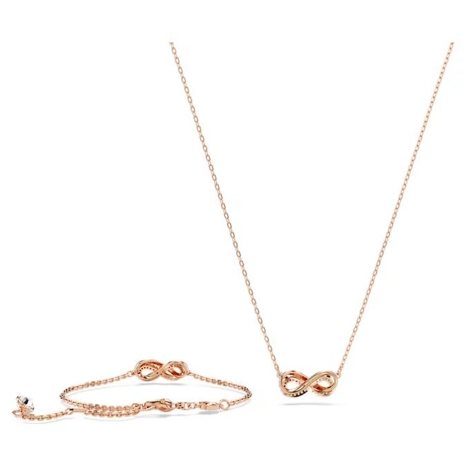 Hyperbola set Infinity, White, Rose gold-tone plated