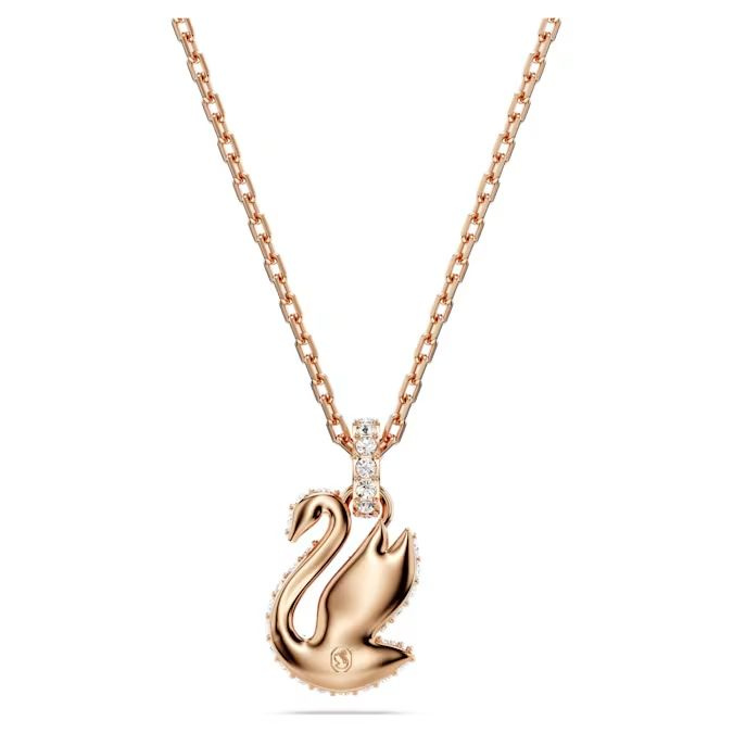 Swarovski Swan pendant Swan, Small, Black, Rose gold-tone plated