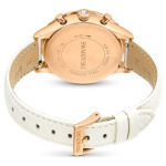 Octea Chrono watch Swiss Made, Leather strap, White, Rose gold-tone finish