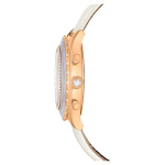 Octea Chrono watch Swiss Made, Leather strap, White, Rose gold-tone finish