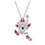 Alice in Wonderland pendant Playing card, Red, Rhodium plated
