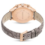 Octea Chrono watch Swiss Made, Leather strap, Gray, Rose gold-tone finish